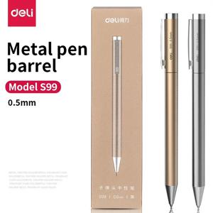 델리 메탈 사인펜 0.5mm 젤 잉크펜 골든 실버 컬러 메탈릭 필기구 사무용품 금색, 은색, 금속 펜통