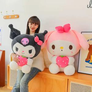 25cm 산리오 딸기 쿠로미 베개 플러시 장난감 부드러운 봉제인형 딸기 멜로디 피규어 인형 소녀 생일 선물