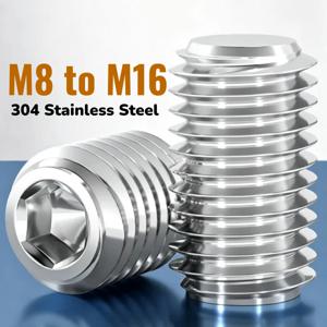 A2-70 304 스테인리스 스틸 잠금 나사 M8 M10 M12 M14 M16 육각 소켓 앨런 헤드 세트 나사 컵 포인트 그럽 나사 헤드리스 나사