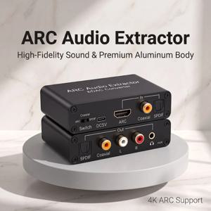 ARC 오디오 어댑터 HDMI 호환 오디오 추출기 디지털-아날로그 변환기 DAC SPDIF 동축 RCA 3.5mm 잭 출력