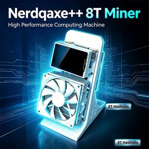 새로운 Nerdqaxe++ 8TH/s SHA256 ASIC 비트코인 채굴기, 저전력 가정용 데스크톱 암호화폐 채굴 장치, 효율적인 냉각 팬 장착
