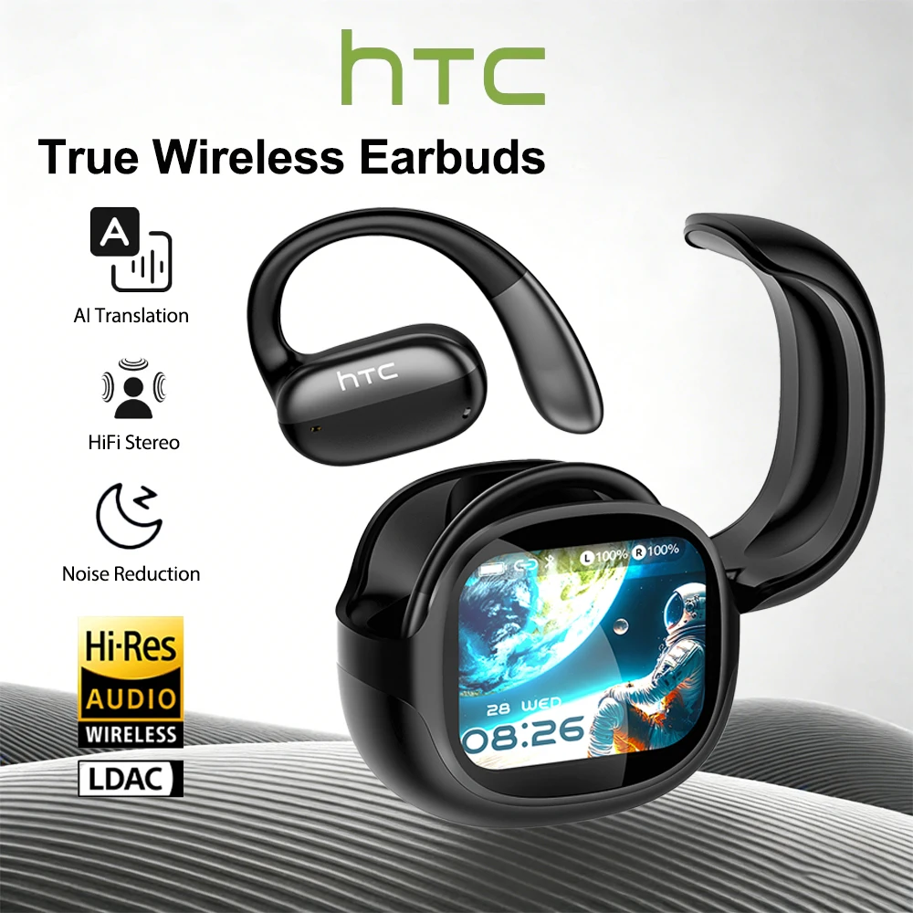 HTC 블루투스 헤드셋 서라운드 사운드 하이파이 스테레오 편안한 착용감 경량 오픈 이어 스포츠 러닝용 무선 이어버드 NE58