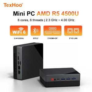 Texhoo 미니 PC AMD Ryzen 5 4500U Windows 11 Pro 4.0GHz Pcle3.0*4 DDR4*2 15-25W 미니 컴퓨터 WIFI6 BT5.2 듀얼 4k 디스플레이