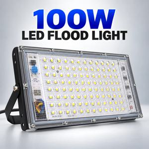 100W LED 홍수광 조명, AC 220-240V, IP65 방수 등급, 조절 가능한 브래킷이 장착된 야외용 스포트라이트, 정원 벽면 조명에 적합
