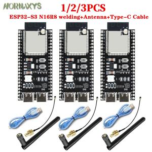 ESP32-S3 N16R8 DevKitC-1 보드 1/2/3개 세트, 16MB 플래시 메모리, 8MB PSRAM, Wi-Fi, BLE5.0 안테나, Type-C 케이블, 아두이노 IoT용 (미리 납땜 완료)