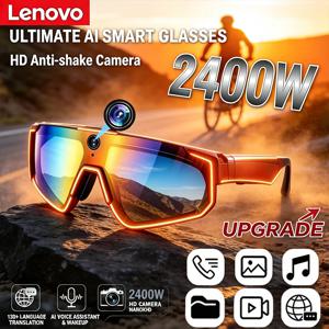 레노버 2026년형 2400W 챗GPT AI 스마트 안경, 1080P 고화질, 흔들림 방지 기능, 자전거 및 스포츠용 선글라스, 듀얼 마이크, 32GB 저장 공간, 방풍 기능