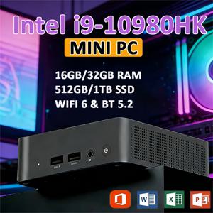 코어 i9 10980HK 미니 PC, 윈도우 11, 32GB DDR4, 512GB/1TB/2TB SSD, 휴대용 게이밍 미니 PC, Wi-Fi 6, 블루투스 5.2, 4K 미니 컴퓨터, 데스크톱 PC