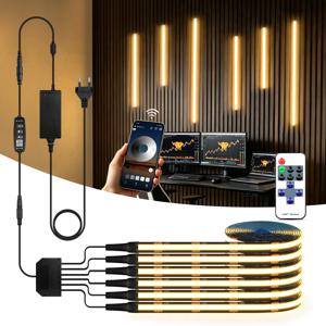 스마트 블루투스 앱 원격 조광 가능 COB LED 라이트 스트립 - TV, 음향 벽 패널, 디스플레이 캐비닛, 책장 백라이트 장식용
