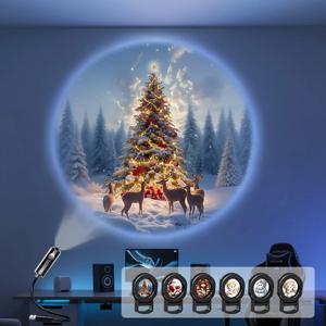 크리스마스 LED 프로젝터 조명, 3개/6개/10개 세트, 다양한 프로젝션 패턴 제공 - 조절 가능한 산타클로스, 크리스마스 트리, 야간 조명, 크리스마스 장식