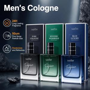 남성용 오 드 코롱 향수 55ml, 24시간 지속되는 향, 산뜻한 우디 향, 천연 성분, 남성용 바디 미스트, 유리병, 선물용