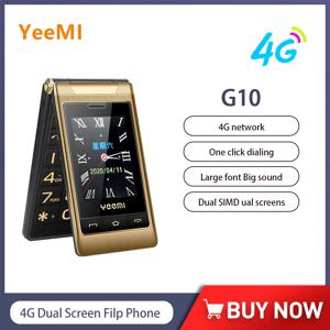 YeeMI G10 4G 플립 폰, 듀얼 디스플레이 기능 휴대폰, 1800mAh 배터리, 큰 키보드, 노인을 위한 큰 음성 SOS, 2.4 인치, 2.8 인치