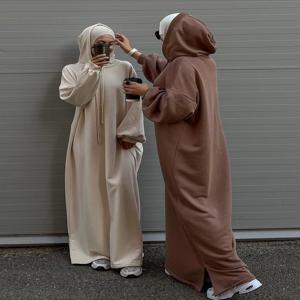 이슬람 여성 까마귀 드레스 사우디 아라비아 긴 가운 Vestidos Abaya 두바이 모로코 Kaftan Jalabiya Eid 라마단 후드 드레스 Abayas