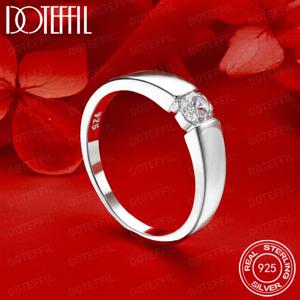DOTEFFIL 925 스털링 실버 라운드 크리스탈 AAA 반지 여성을위한 유행 간단한 액세서리 구슬 웨딩 파티