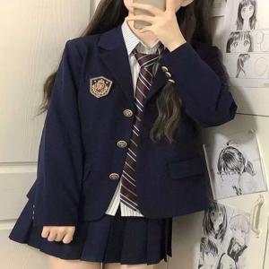 여성용 일본 학교 교복 스타일 기본 긴 소매 블레이저 고품질 캐주얼 니치 디자인 봄 가을 정장 재킷