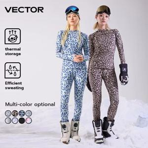 VECTOR 여성용/남성용 겨울용 스키용 기능성 내의 세트, 초극세사 소재, 빠른 건조 기능, 트레이닝복 스타일, 스키용 보온 내의