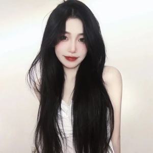 여성용 블랙 8 자 가발, Liu Haichang 스트레이트 헤어 가발 밴드, 중간 부분이 있는 전체 길이 가발, 일상 착용