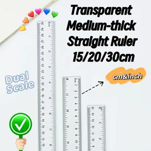 15/20/30cm 1/3/6개입 투명 플라스틱 자 파란색 심플 스타일 휴대용 도구 학생 학교 및 사무실 문구용으로 귀여운 디자인