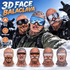 재미있는 3D 얼굴 모양의 발라클라바 모자, 얼굴 전체를 가리는 후드형 발라클라바, 오토바이, 스키, 야외 활동에 적합한 따뜻한 플리스 소재의 얼굴 마스크