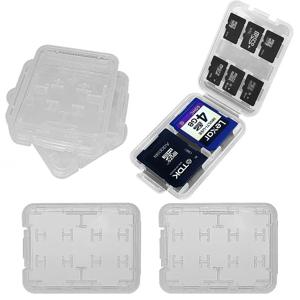 8-in-1 재사용 가능한 플라스틱 마이크로 SD/SDHC/TF 메모리 카드 보관 케이스, 투명 미니 메모리 카드 정리함
