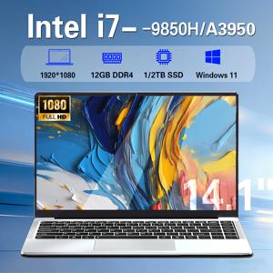 새로운 14.1인치 휴대용 노트북: 인텔 코어 i7-9850H/Atom A3950 프로세서, 윈도우 11 프로, 12GB RAM, 1TB/2TB M.2 SSD, 14.1인치, 사무 및 학습용 컴퓨터.