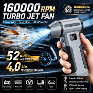 160,000RPM 고출력 터빈 먼지 제거 팬, 오래 사용할 수 있는 터보 팬 X8, 휴대용 충전식 먼지 제거 팬, 애완동물 털 건조기