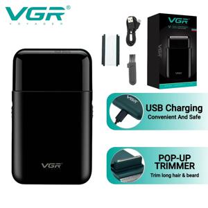 VGR 전기 면도기 전문 수염 트리머 면도칼 휴대용 미니 면도기 왕복 면도 2 블레이드 USB 충전 남성용 V-390