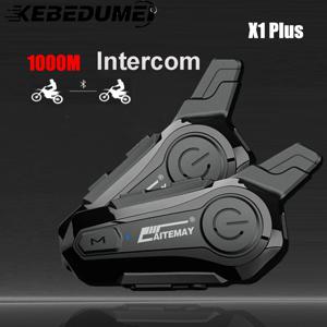 X1 Plus 오토바이 블루투스 1000M 인터콤 헬멧 헤드셋 2 라이더 Intercomunicador 모토 방수 인터폰 이어폰