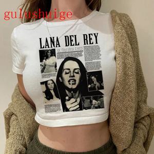 Crop Top Lana Del Rey Ldr 세일링 그래픽 T 셔츠 자른 하라주쿠 여성 빈티지 반소매 티셔츠 streetwear 여성 Tshirt