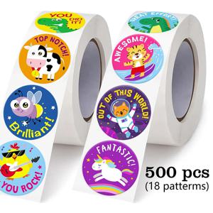 어린이를위한 500-1000pcs 동기 부여 스티커, 교사 보상 스티커 롤 변기 훈련 스티커 학교 교실 홈