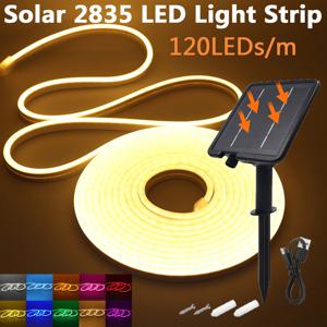 24V 태양광 네온 라이트 스트립 레드 그린 블루 핑크 퍼플 웜 화이트 2835 120LED/m IP68 방수 플렉스 고밀도 선형 조명