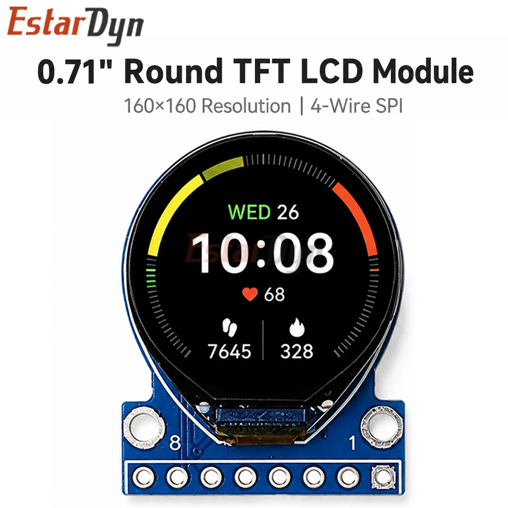 Estardyn 0.71인치 160x160 원형 TFT LCD 컬러 디스플레이 모듈 GC9D01 SPI 스마트워치 DIY용