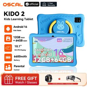 블랙뷰 오스칼 KIDO 2, 안드로이드 16, 어린이용 태블릿, 12GB RAM, 64GB 저장 공간, 10.1인치 HD IPS 디스플레이, 6600mAh 배터리, Wi-Fi 지원, 구글 플레이 스토어, 안드로이드 태블릿, 자녀 보호 기능