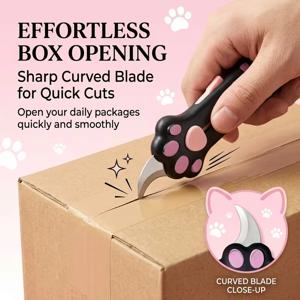 1pcs 고양이 발톱 상자 오프너 나이프 유틸리티 나이프 다기능 텔레스코픽 나이프 휴대용 익스프레스 소포 나이프 고양이 발톱 종이 커터