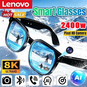 Lenovo AI 번역 스마트 안경, 2400W HD 카메라, 사진 및 동영상 촬영, 블루투스 통화, 음성 어시스턴트 기능, 오토바이용 선글라스로 업그레이드