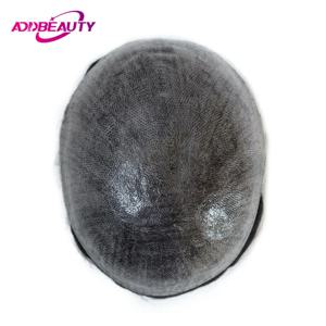 ISkin 모발 보형물, 풀 PU 0.12-0.14cm, 매듭 포함, 남성 토피 헤어피스, 인모 가발 30mm, 자연 웨이브 인디언 헤어 시스템