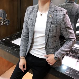 2025 새로운 남성 캐주얼 격자 무늬 정장 재킷 남성 리넨 격자 무늬 비즈니스 자기 재배 웨딩 드레스 파티 정장 코트 플러스 사이즈 S-5XL