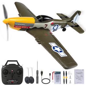 RC 비행기 P51 머스탱 2.4G 라디오 EPP 폼 4CH 6 축 410MM 날개 길이 RC 전투기 하나의 키 곡예 RTF 항공기 완구
