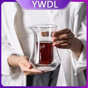 YWDL 300ml 이중 유리 커피 쉐어링 포트 투명한 걸이형 핸드브루 커피 테이스팅 컵 가정용
