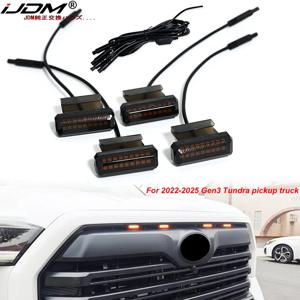Toyota Tundra 2022-2025 용 4pc 훈제 렌즈 앰버 옐로우/화이트 풀 LED 프론트 그릴 클리어런스 라이트 DRL (TRD Pro 제외)