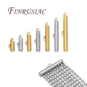 18K 골드 도금 크림프 엔드 캡 슬라이더 걸쇠 튜브 슬라이더 엔드 캡 커넥터 DIY 팔찌 액세서리, 볼 체인 걸쇠