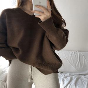 Afashion 여성용 V넥 니트 스웨터 루즈핏 이너웨어 봄 가을 캐주얼 패션 얇은 실 긴팔 레귤러핏 베이스 셔츠