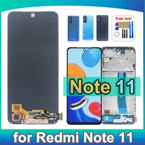 Redmi Note 11 4G용 6.43인치 LCD 디스플레이 터치 스크린 디지타이저 교체품(2201117TY 2201117TG LCD 스크린 프레임 포함)