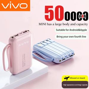 VIVO 500000mAh 미니 보조배터리 초고속 충전 내장형 4개 케이블 디지털 디스플레이 보조배터리 아이폰 삼성 화웨이용