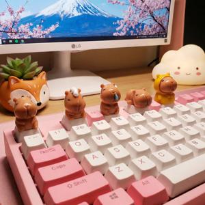 귀여운 카피바라 키캡 레진 3D 수제 커스텀 키캡 (기계식 키보드 MX 스위치용) 귀여운 만화 동물 애니메이션 피규어 선물