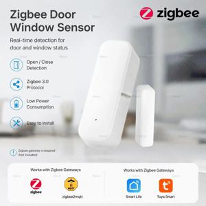 Zigbee 도어 윈도우 엔트리 센서 보안 도난 자기 경보 Alexa Google 홈 Tuya 2MQTT 허브 용 스마트 라이프 접촉 감지기