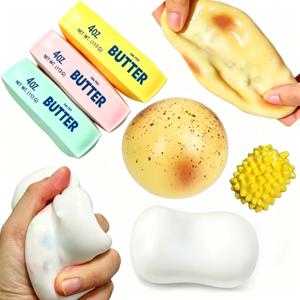 바삭바삭한 비누, 부드러운 공, 바삭한 버터 스틱, 쥐어짜면 소리가 나는 두리안 모양 감자, 스트레스 해소 장난감, 팝핑 소리가 나는 압력 해소용 장난감