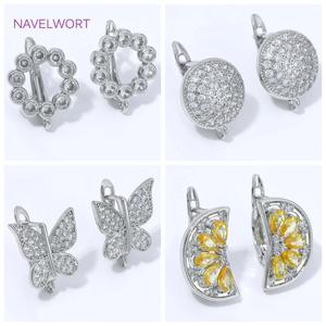 18K 금도금 부채꼴 꽃 귀걸이 고리, 황동 기본 고정 장치 귀걸이 걸이, DIY 쥬얼리 재료
