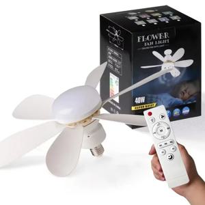 30W/40W 리모컨 LED 조명 팬 E27 베이스 천장 선풍기, 침실 및 거실용 지능형 무소음 천장 선풍기