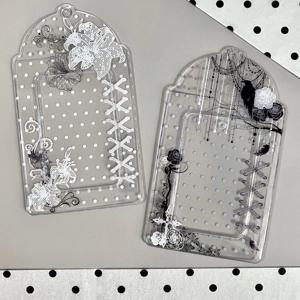 2pcs 폴카 도트 꽃무늬 PVC 카드 홀더 3인치 Kpop 포토카드 아이돌 카드 보관 디스플레이 파우치 펜던트