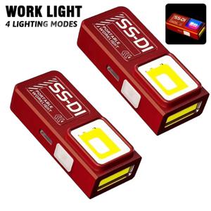 강력한 미니 COB LED 키체인 손전등 USB 충전식 휴대용 작업등 방수 키링 캠핑 워킹 포켓 램프